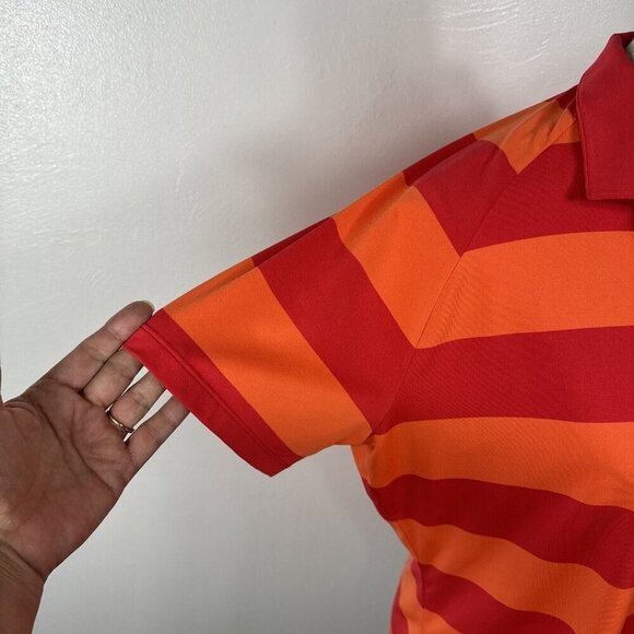 Nike Golf Tour Performance Women's L Polo Shirt Orange Striped EUC - Picture 5 of 16